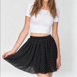 American Apparel B&W Polka Dot Chiffon Skirt